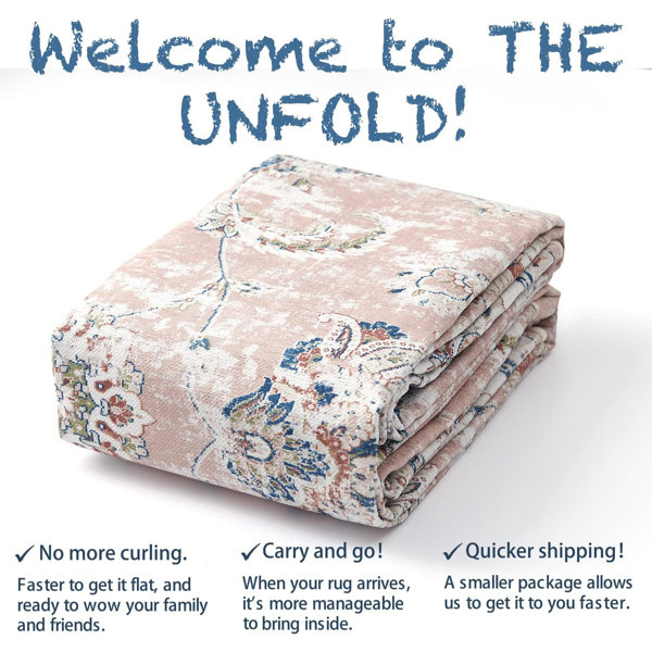 One Allium Way® Janigian Chenille Distressed Pink Rug Wayfair